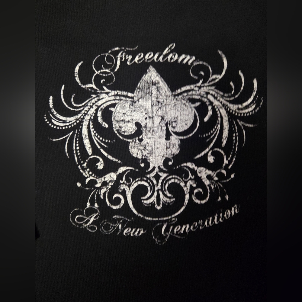Freedom Black Embellished Vintage Women's Top with Silver Accents Large - Picture 5 of 8